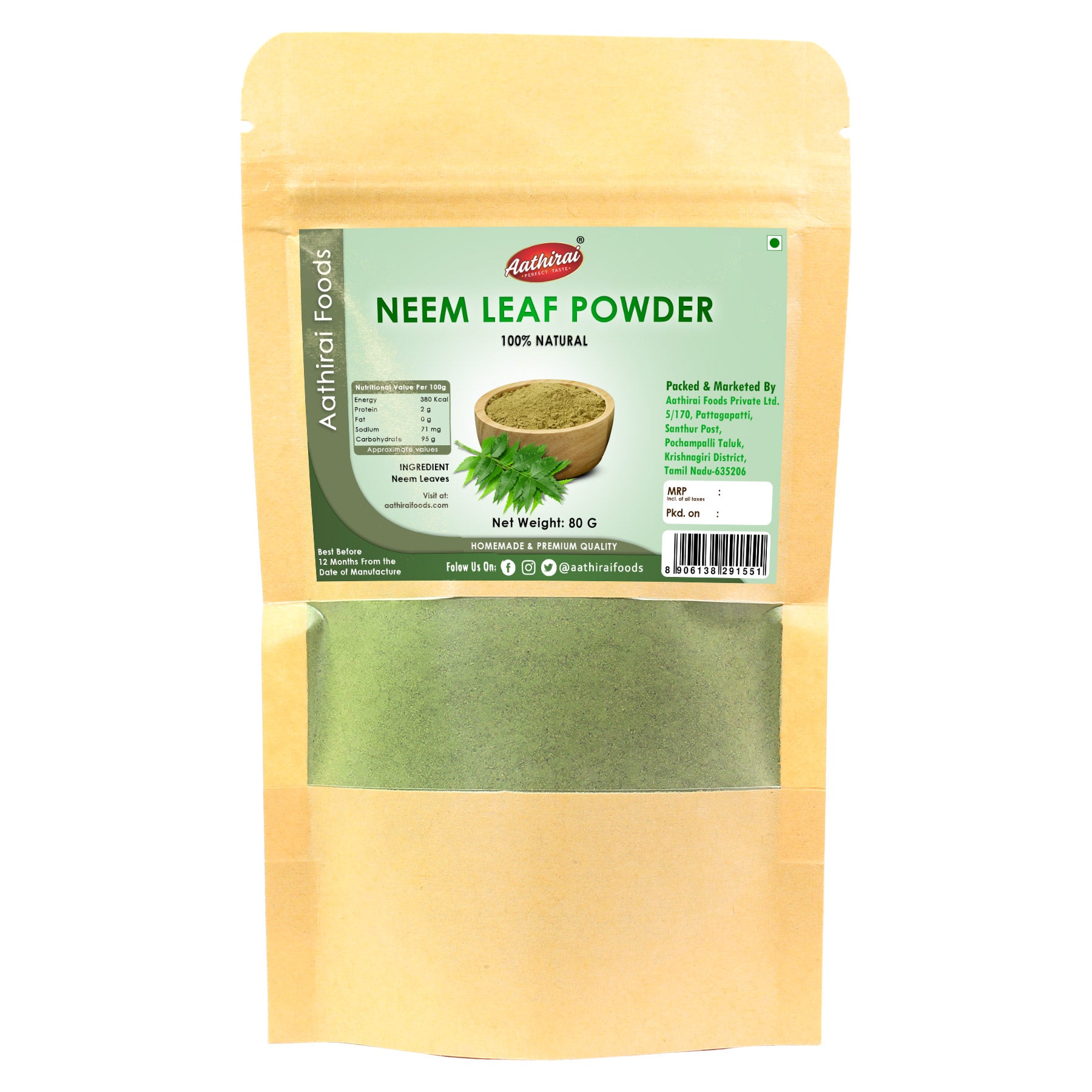 Neem Powder | Organic Powder | Order Online - Aathirai – Aathirai Foods ...
